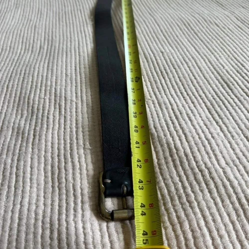 Banana Republic Leather Belt Mens 36 Black Brass Roller Buckle Casual Jeans